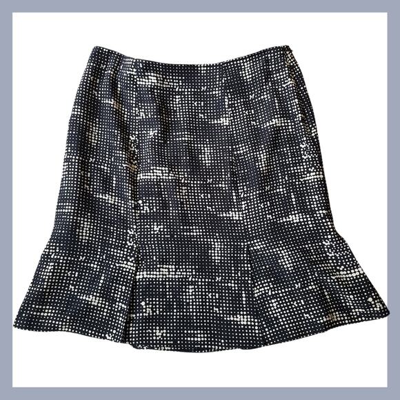 Dana Buchman silk polka dot trumpet skirt sz 12 cream black - Picture 1 of 7